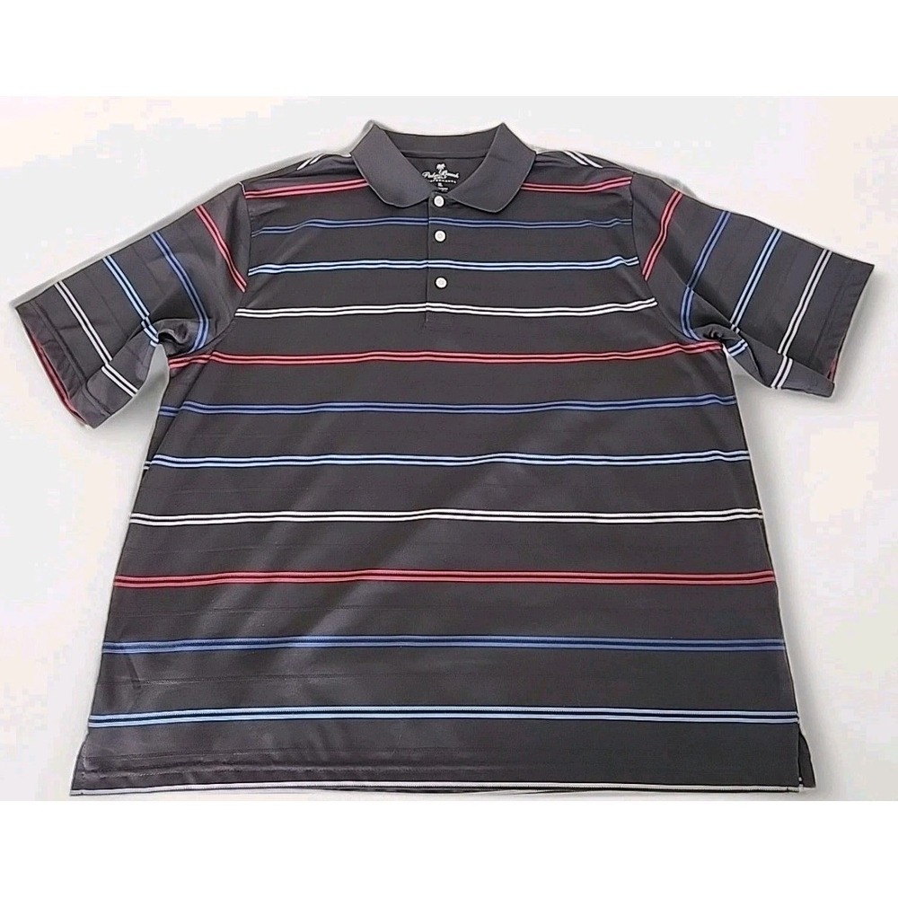 Palm Beach Golf Performance Men's XL Polo Black Pin Stripes Stretch Comfort EUC